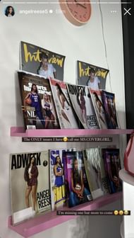 Angel Reese shares snap of her face imprinted on several sports magazines